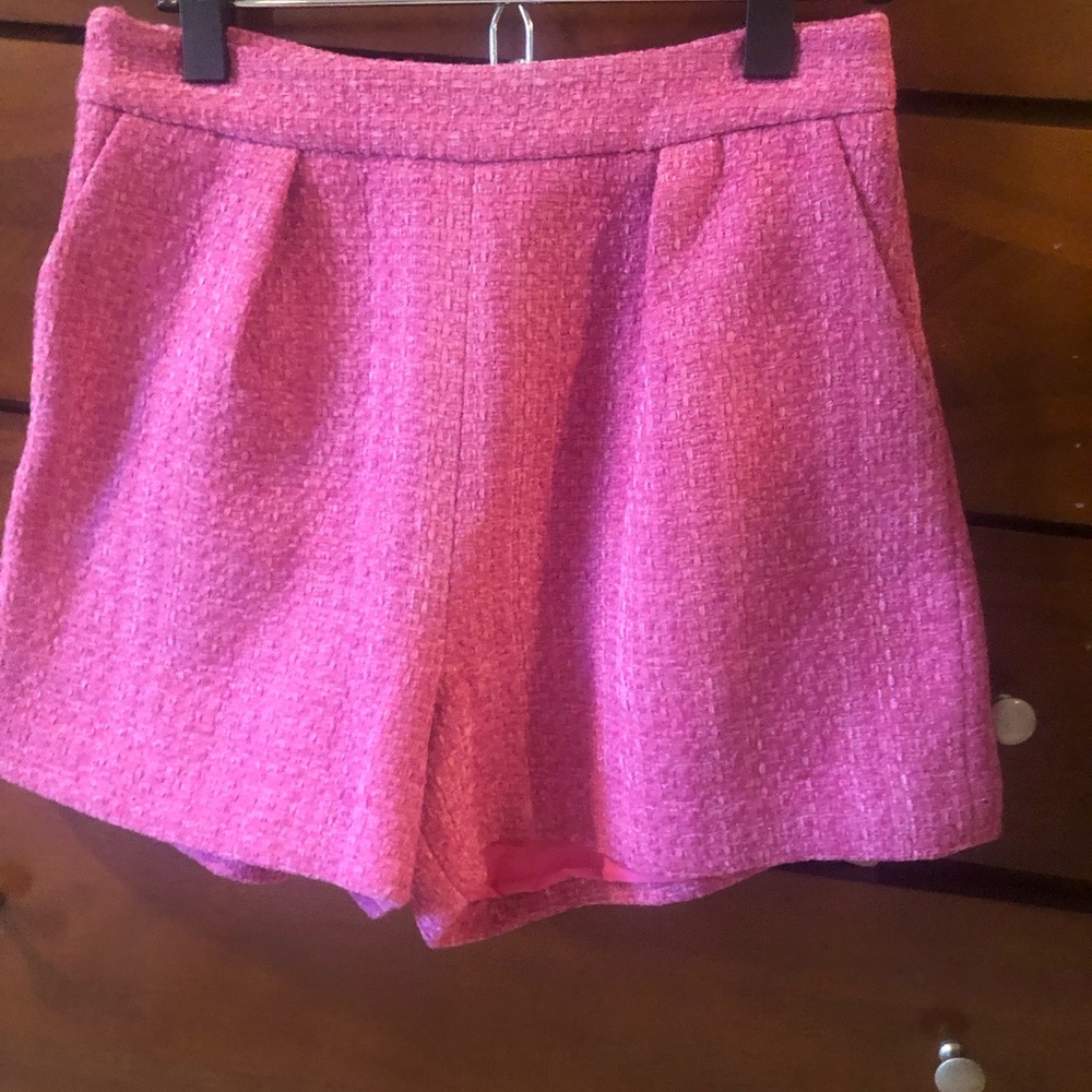 Women’s Pink Tweed High-Waist Shorts